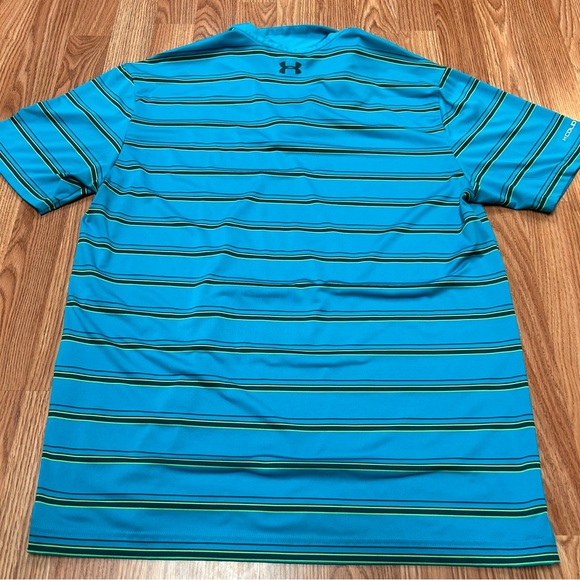 Under Armour Men’s Polo Shirt Large Golf Performance Loose Heat Gear Striped - Picture 3 of 3